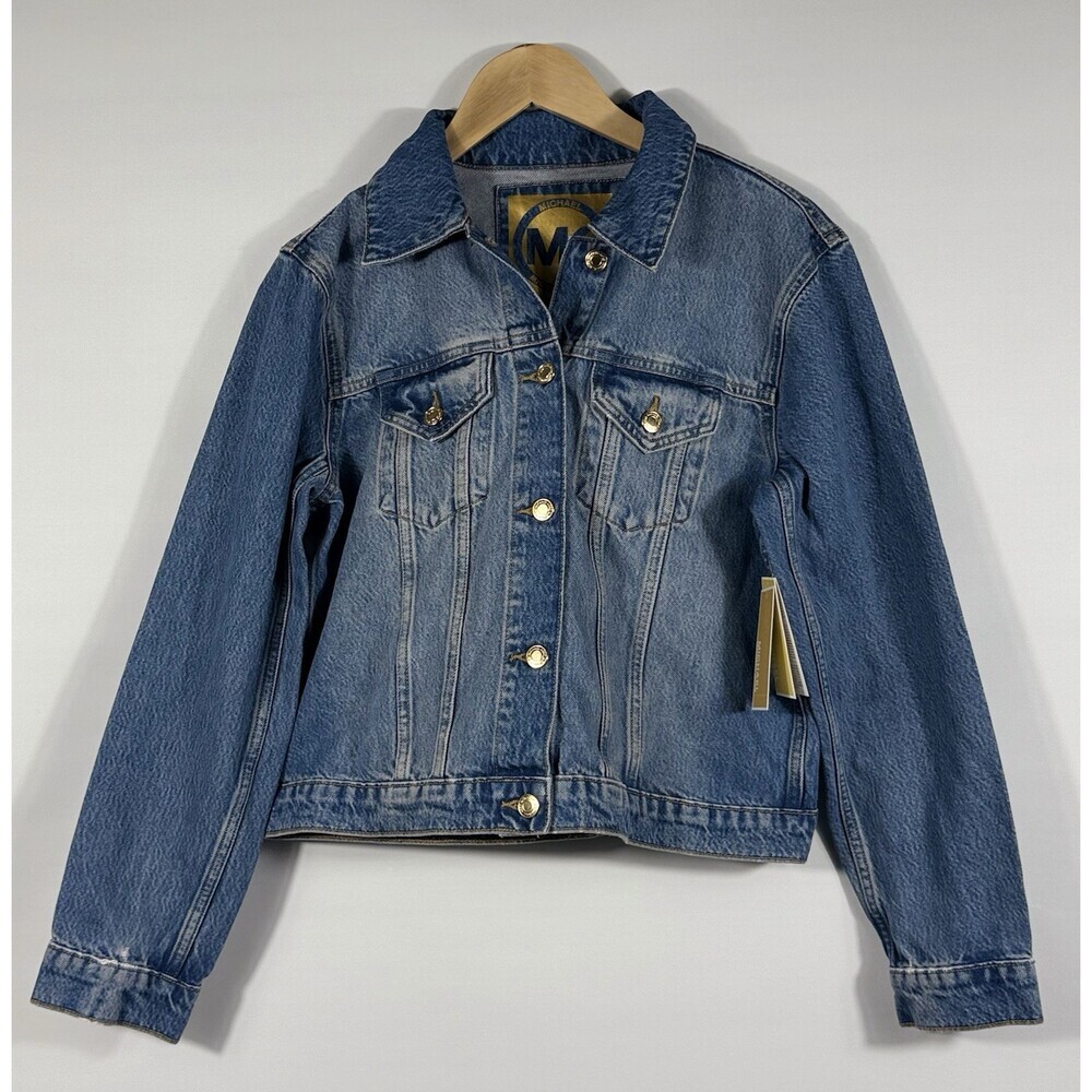 NEW MICHAEL Michael Kors Women's M Cropped Denim Jacket • Reg Price $155